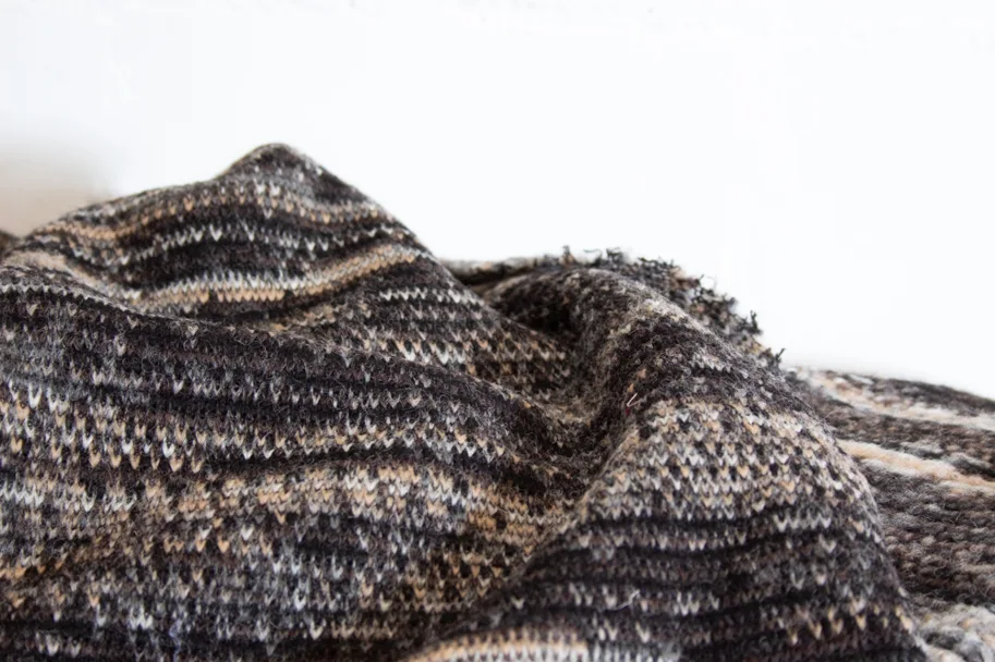 Organic Wool Knit Fabric Tapestry - Shades of Grey