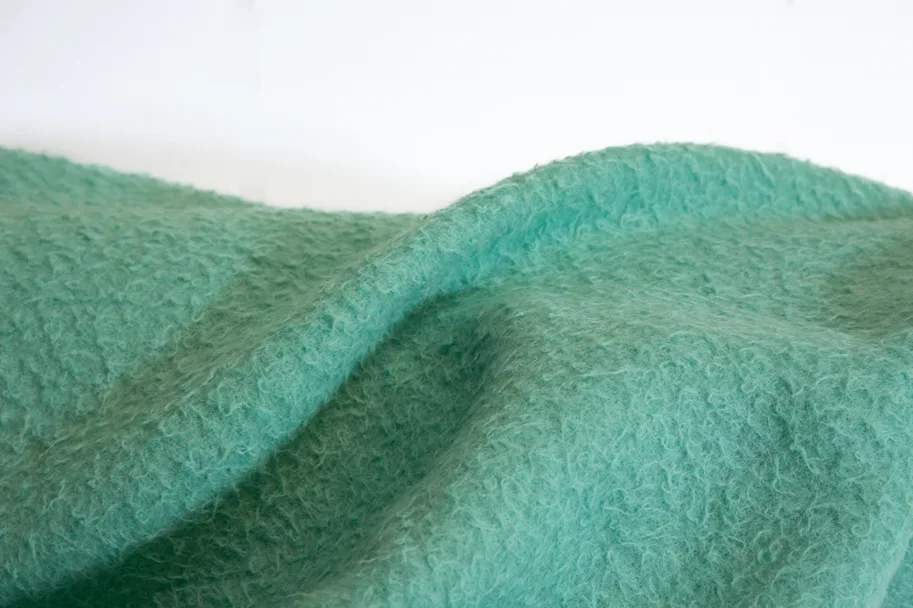Wool Fabric Deadstock - Shaggy Cyan