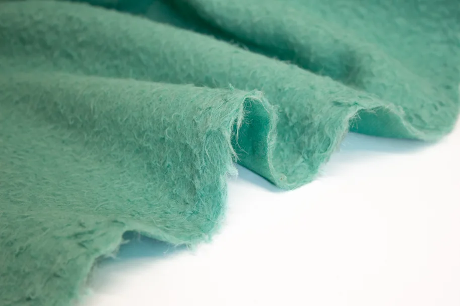 Wool Fabric Deadstock - Shaggy Cyan