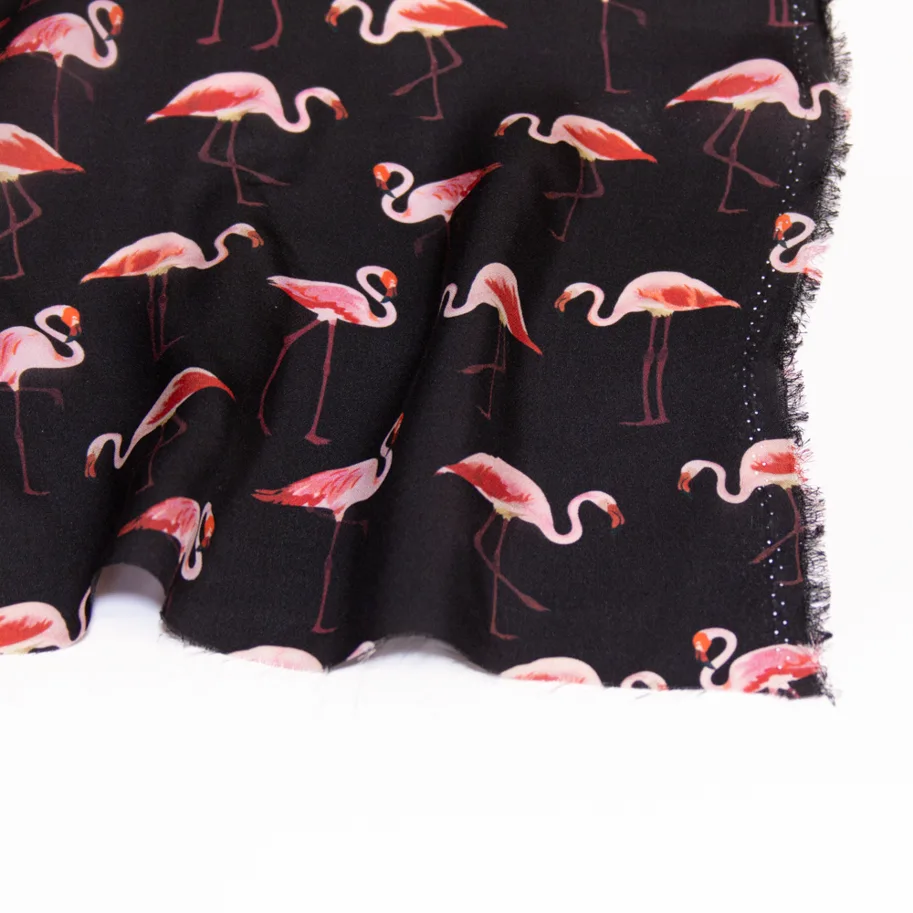 Seide Chiffon Deadstock - Black Flamingo