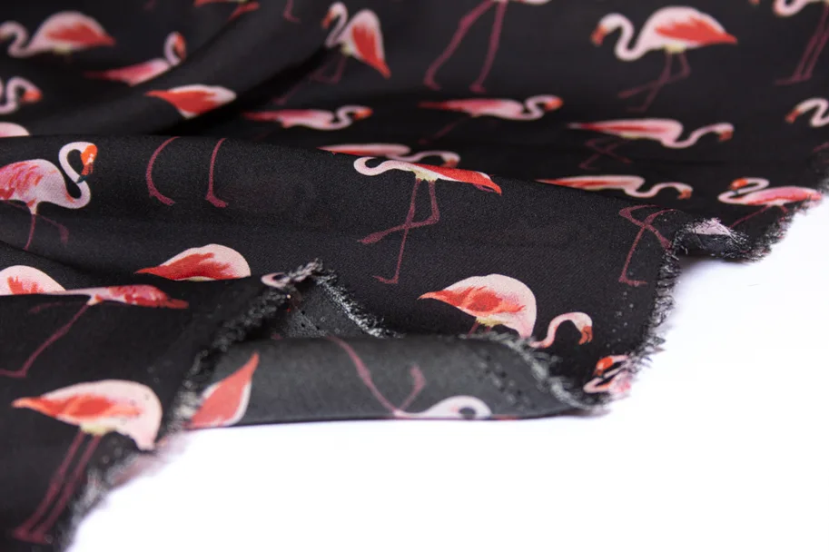 Seide Chiffon Deadstock - Black Flamingo