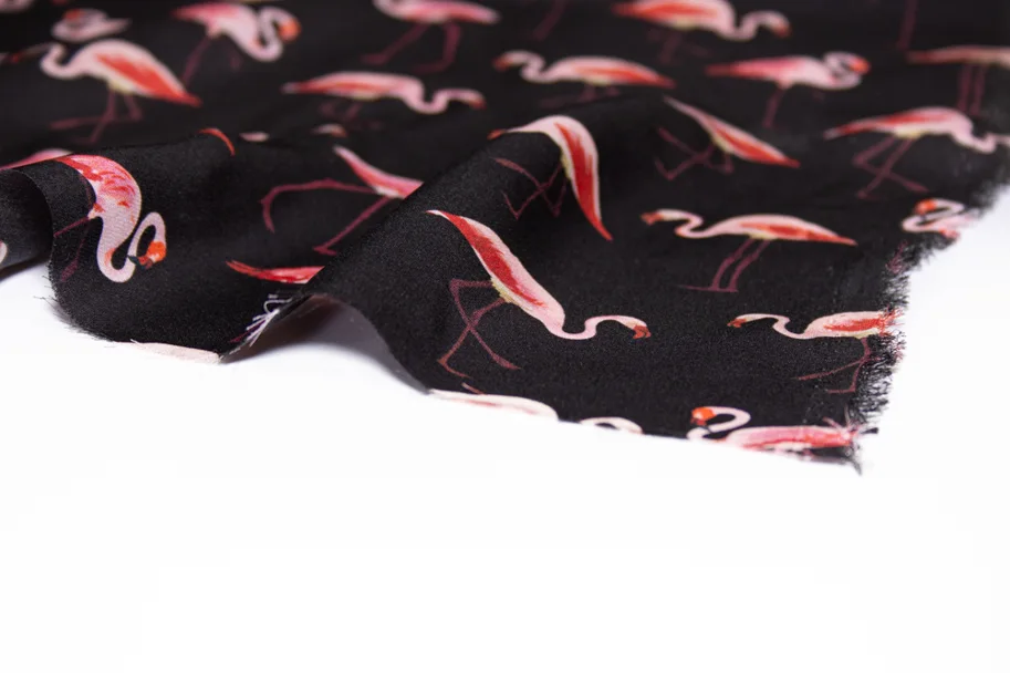 Seide Chiffon Deadstock - Black Flamingo