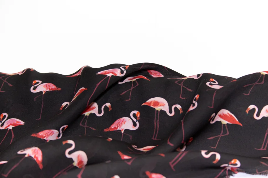 Seide Chiffon Deadstock - Black Flamingo