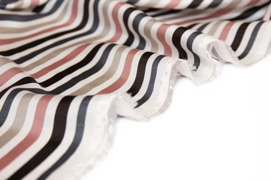 Seide Twill Deadstock - Stripes on White