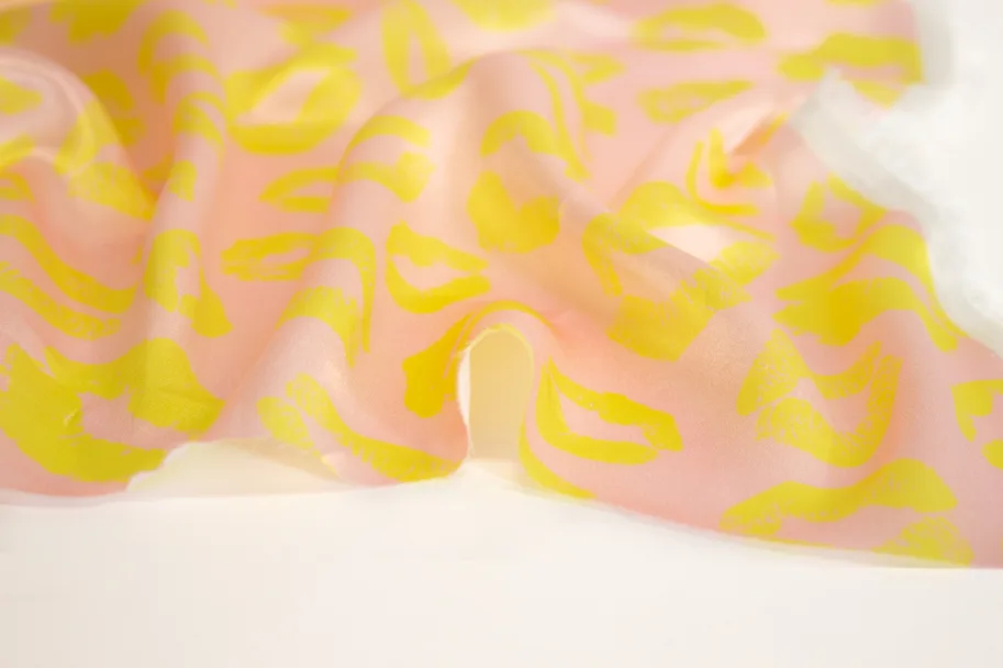 Silk Satin Deadstock - Yellow Kisses