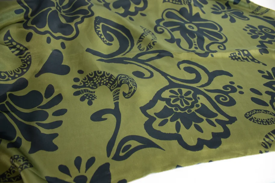 Seide Satin Deadstock - Bold Floral Greens