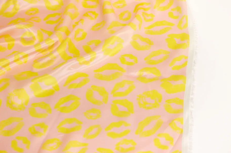 Silk Satin Deadstock - Yellow Kisses