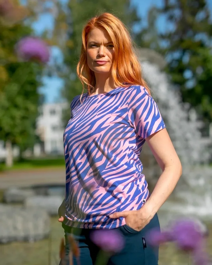 Organic Jersey - Zebra Pink Blue