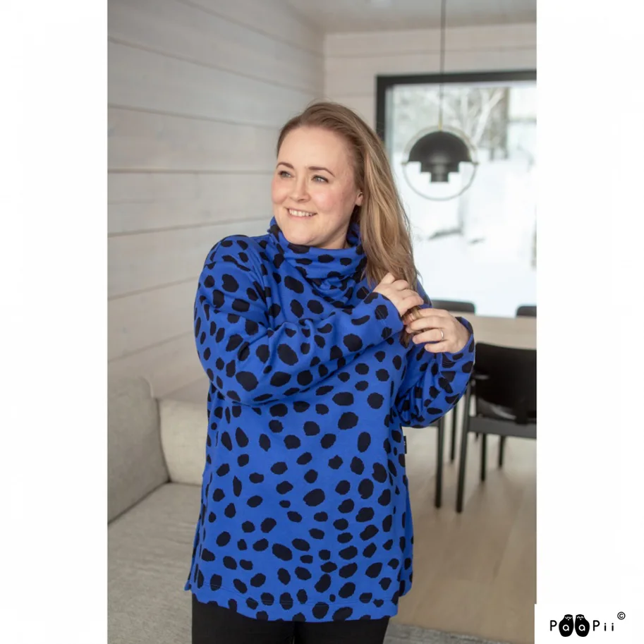 Organic Knit Jacquard - Cheetah Dots Blue Black