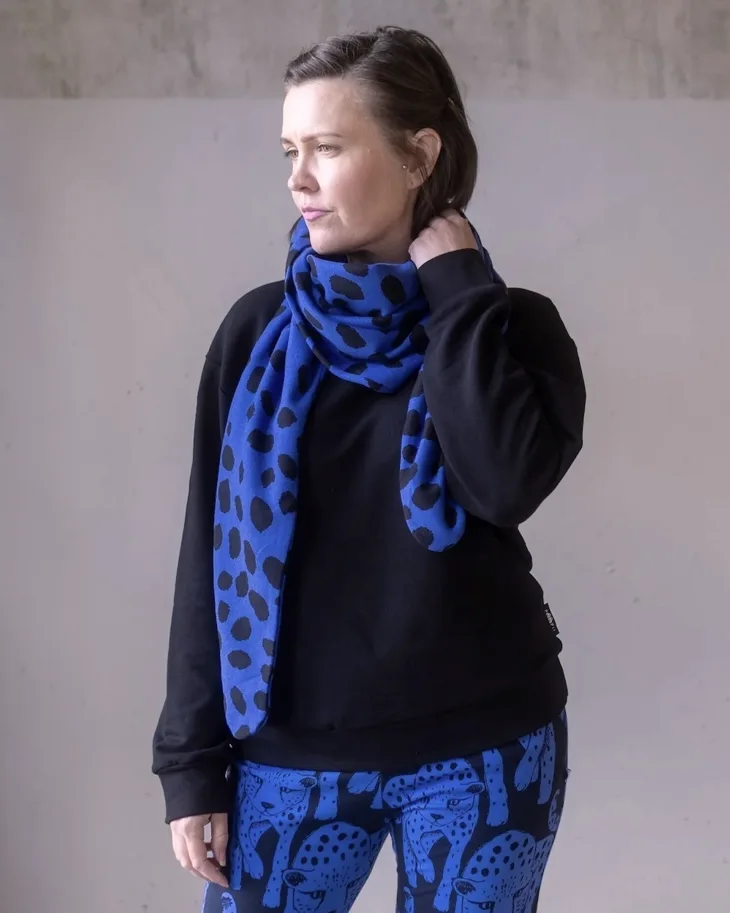 Organic Knit Jacquard - Cheetah Dots Blue Black