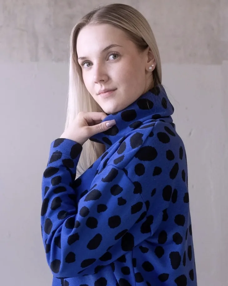 Organic Knit Jacquard - Cheetah Dots Blue Black