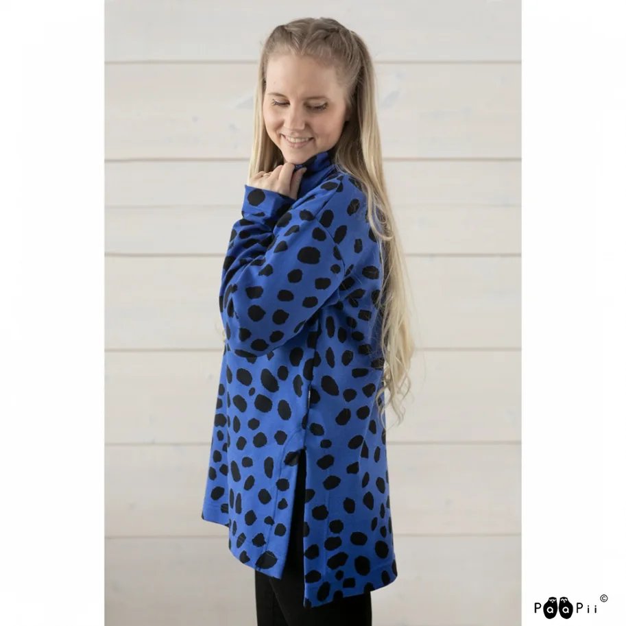 Organic Knit Jacquard - Cheetah Dots Blue Black
