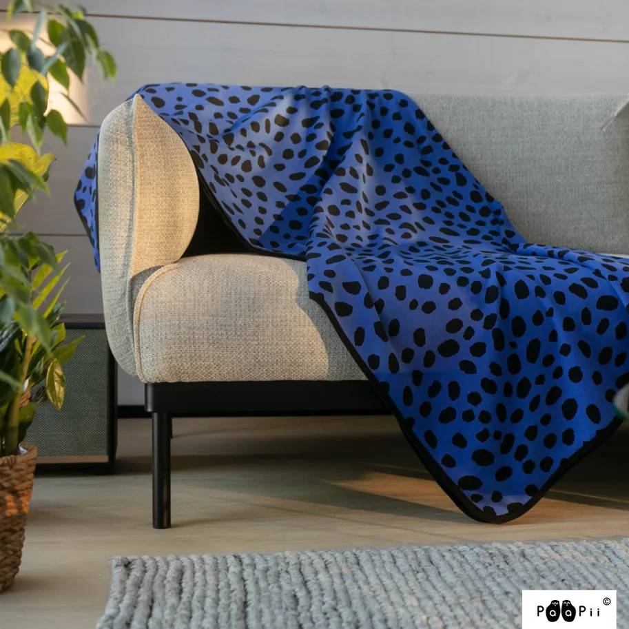 Organic Knit Jacquard - Cheetah Dots Blue Black