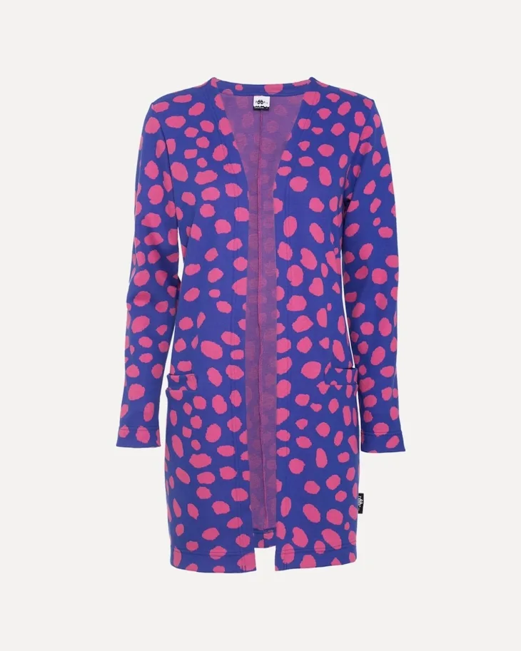 Organic Knit Jacquard - Cheetah Dots Blue Pink