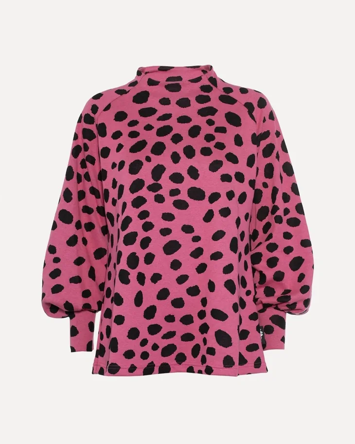 Organic Knit Jacquard - Cheetah Dots Pink Black
