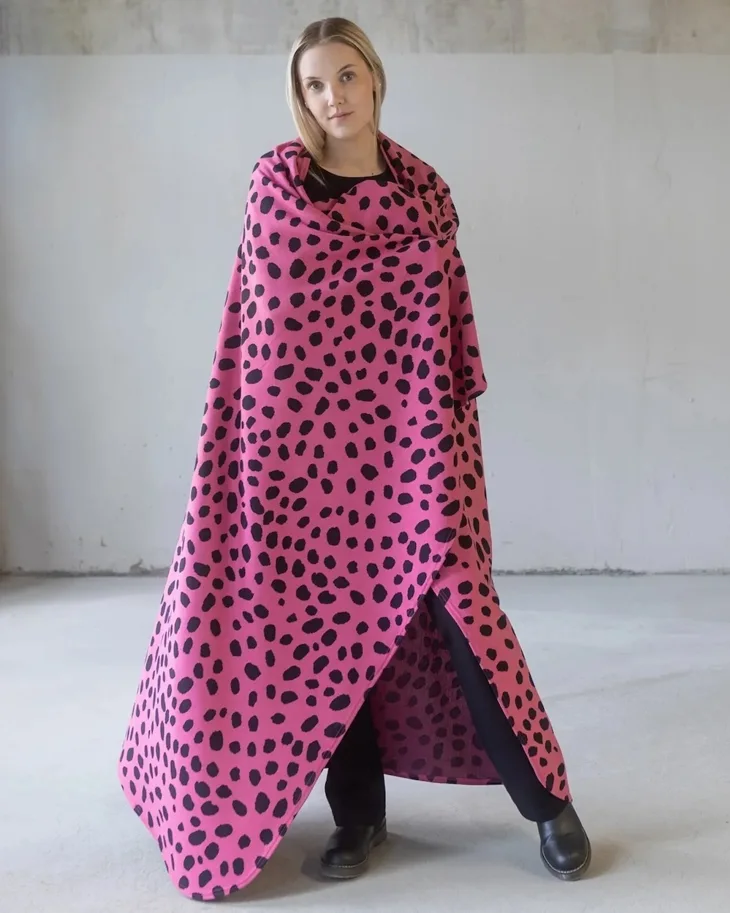 Organic Knit Jacquard - Cheetah Dots Pink Black