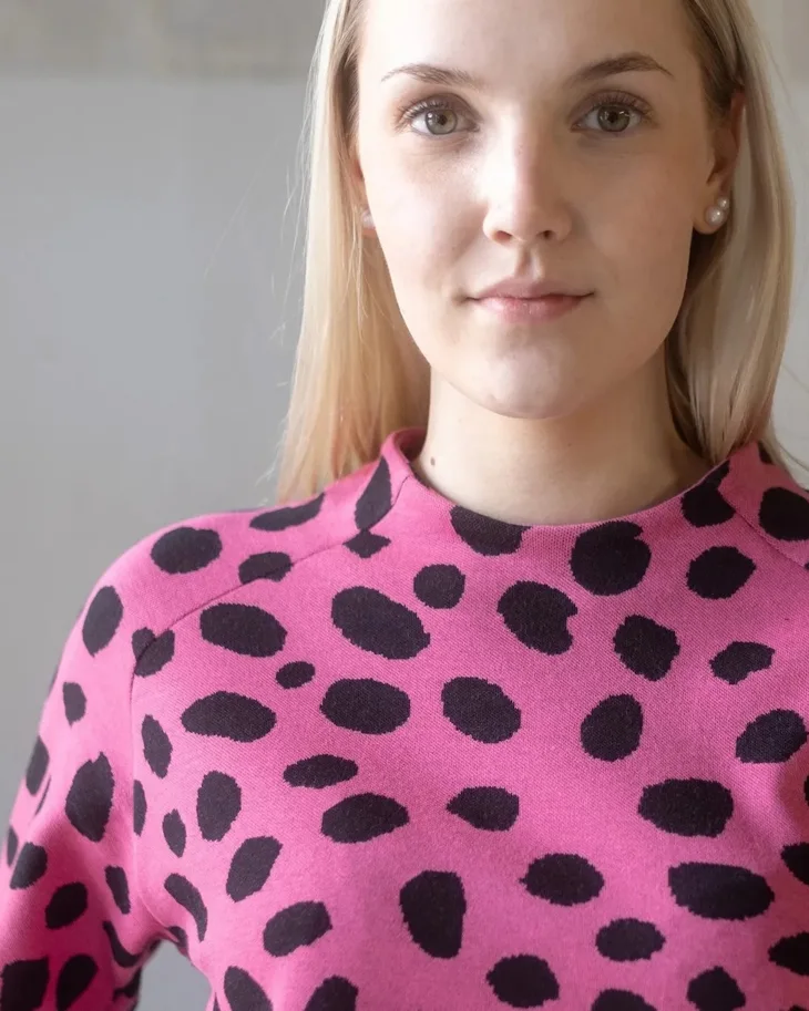 Organic Knit Jacquard - Cheetah Dots Pink Black