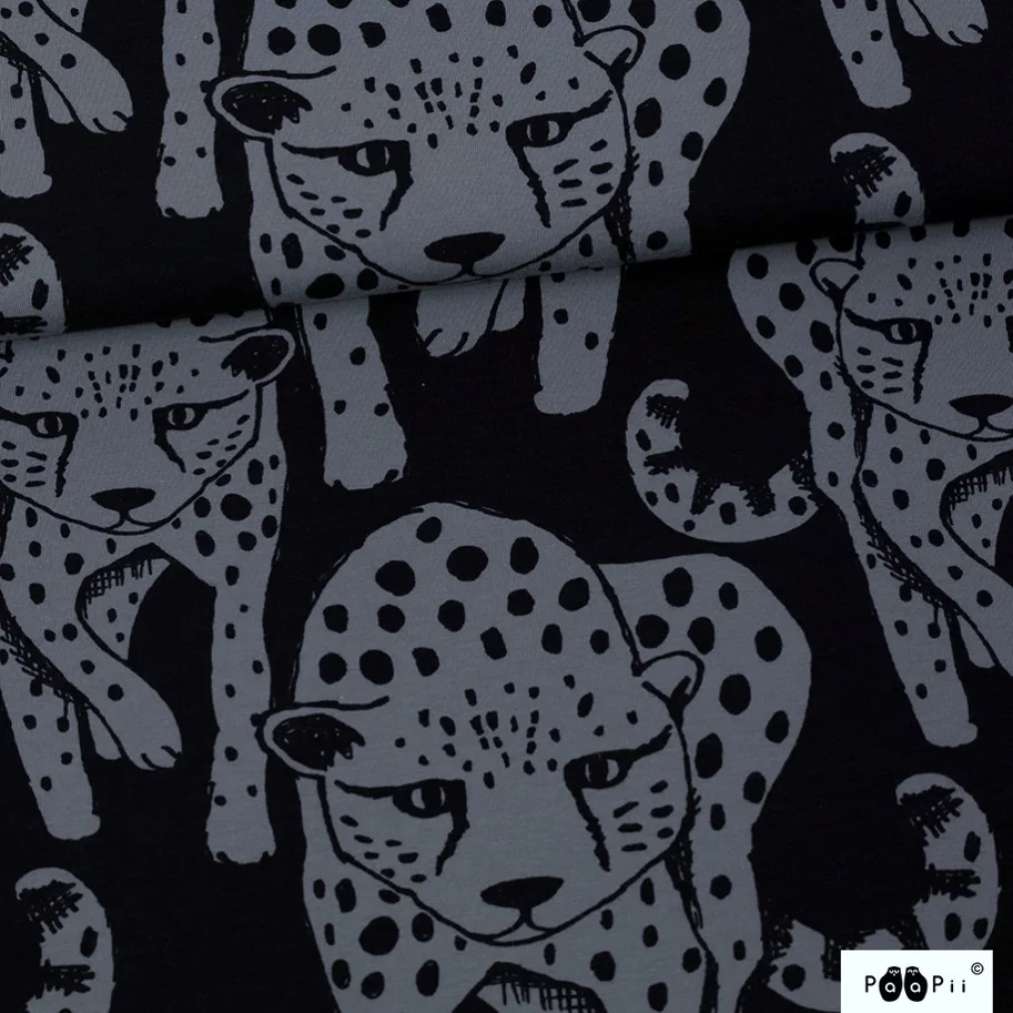 Organic Sweat French Terry - Cheetah Dark Grey