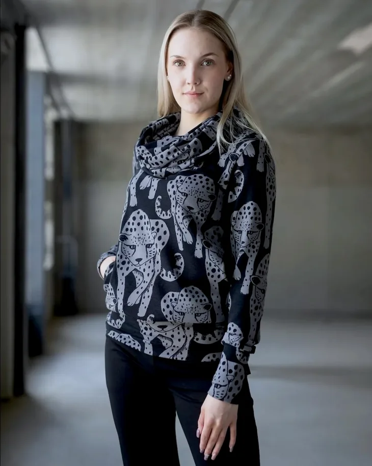 Organic Sweat French Terry - Cheetah Dark Grey