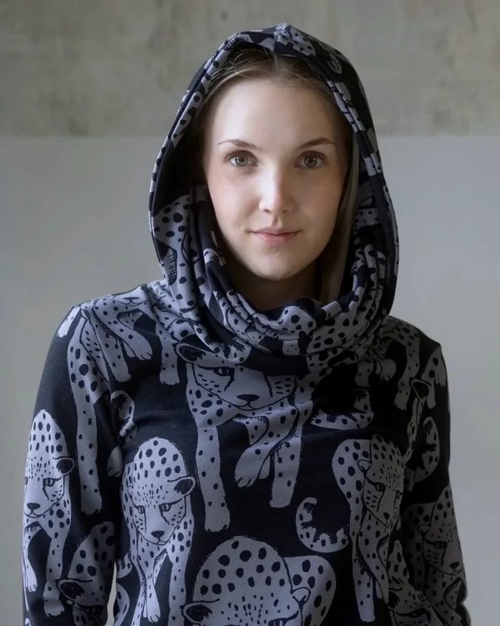 Organic Sweat French Terry - Cheetah Dark Grey