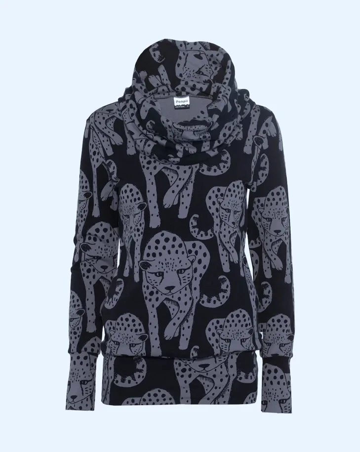 Organic Sweat French Terry - Cheetah Dark Grey
