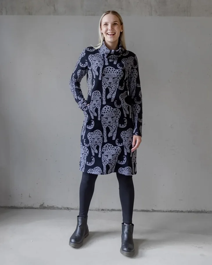 Organic Sweat French Terry - Cheetah Dark Grey