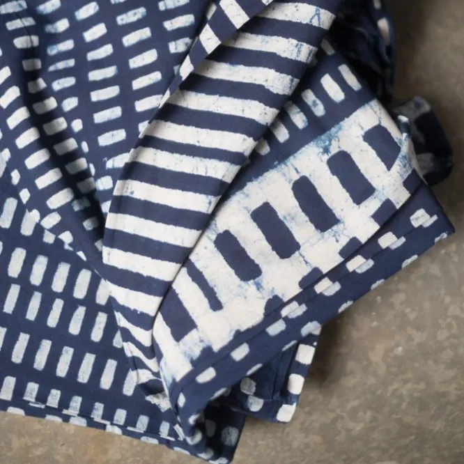 Bio Indian Blockprint - Hopscotch Indigo