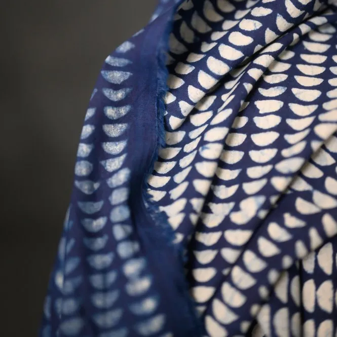 Bio Indian Blockprint - Semi Circle Indigo