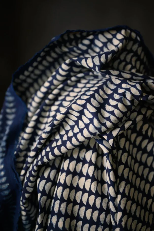 Bio Indian Blockprint - Semi Circle Indigo