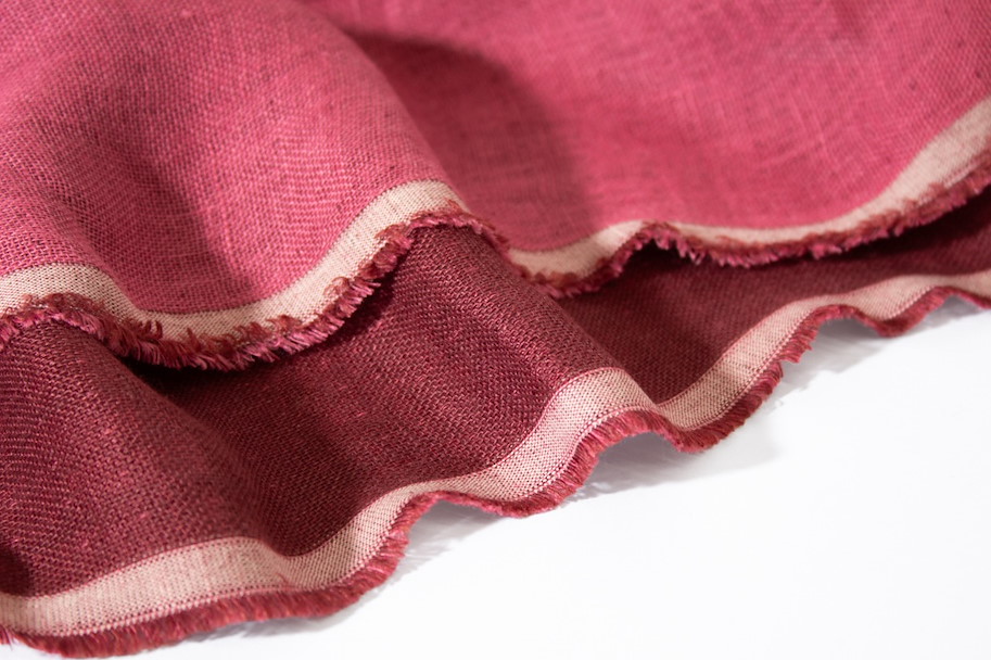 Linen Washed - Double-Sided Pink Bordeaux