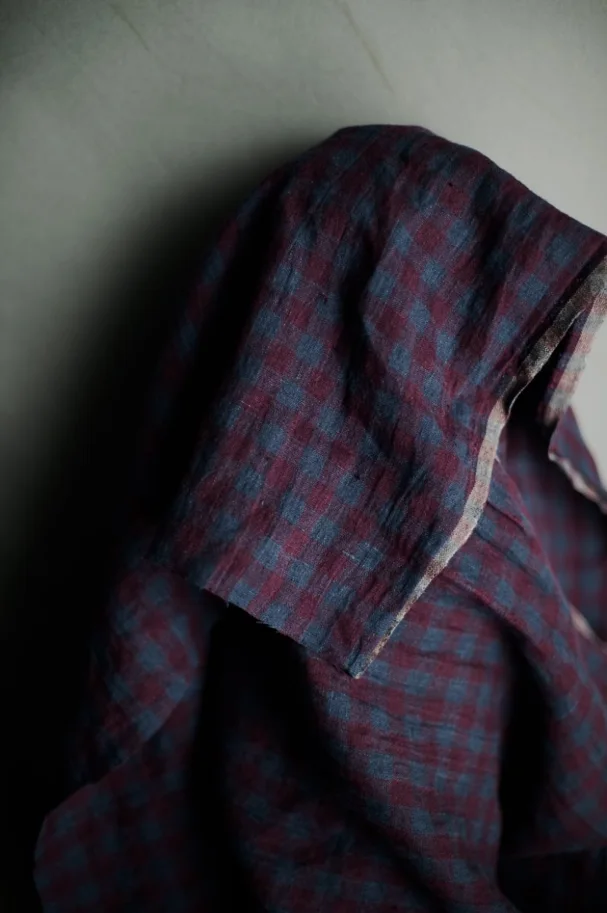 Linen Washed - Winter Hymn Plum Blue Check